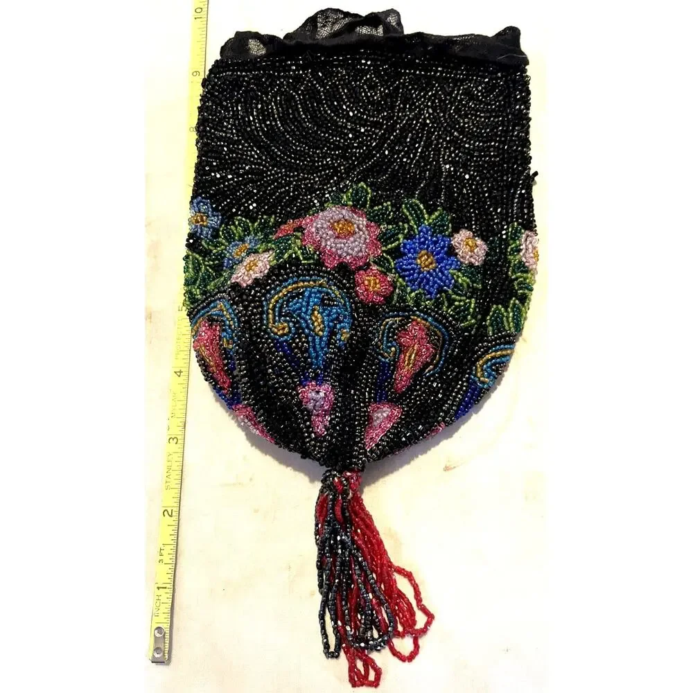 Antique Beaded Purse Reticule Needs Drawstring/Handles Restored - Picture 2 of 3